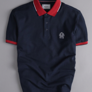 Áo polo trơn bo kẻ thêu logo ngực